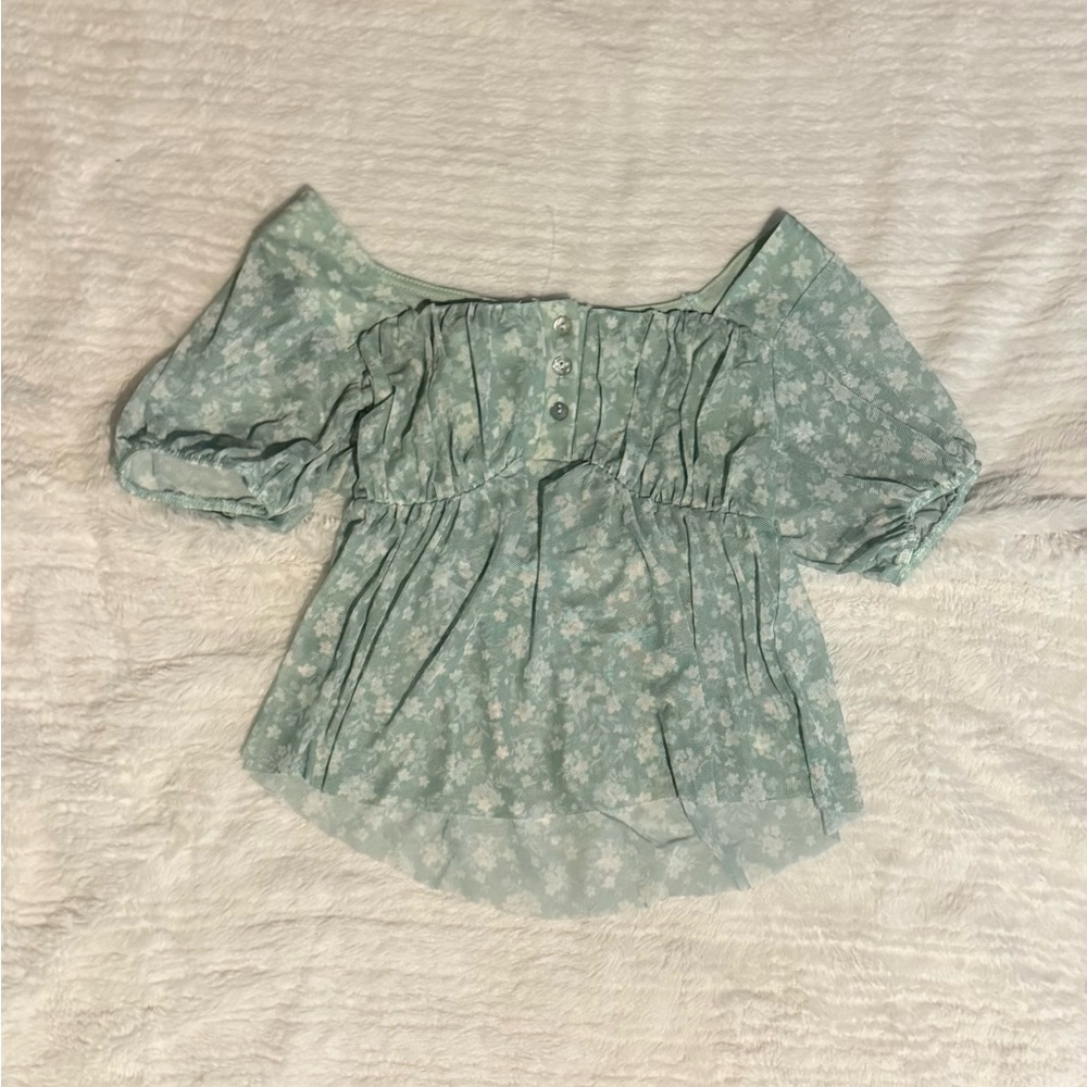 RSQ Mint Floral Off-Shoulder Blouse